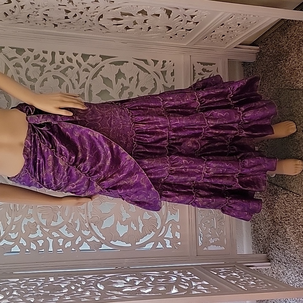 Brand New Purple Silk Boho Wrap Maxi Skirt